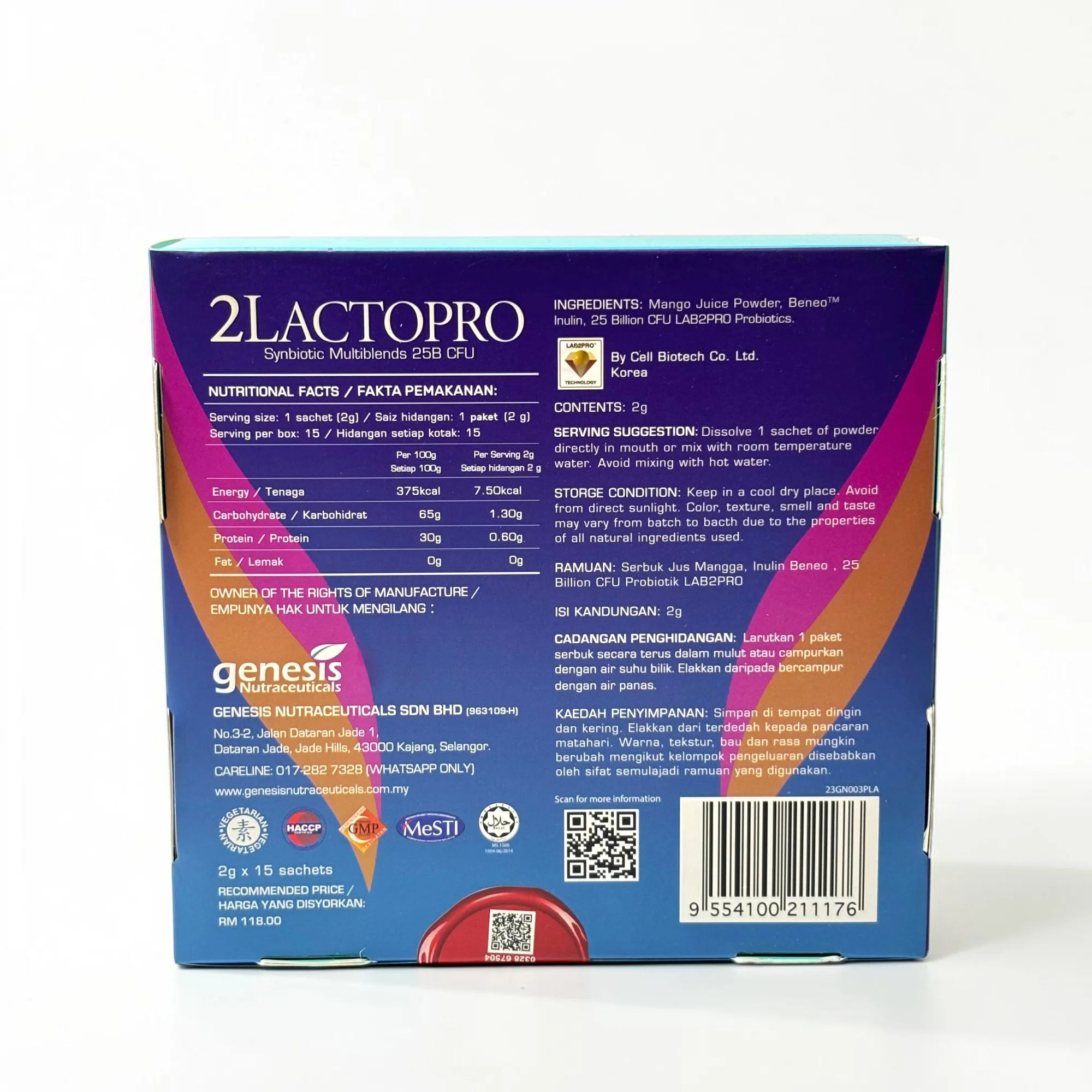 2LACTOPRO SYNBIOTIC MULTIBLENDS 25B CFU (MANGO) 15S - Image 3