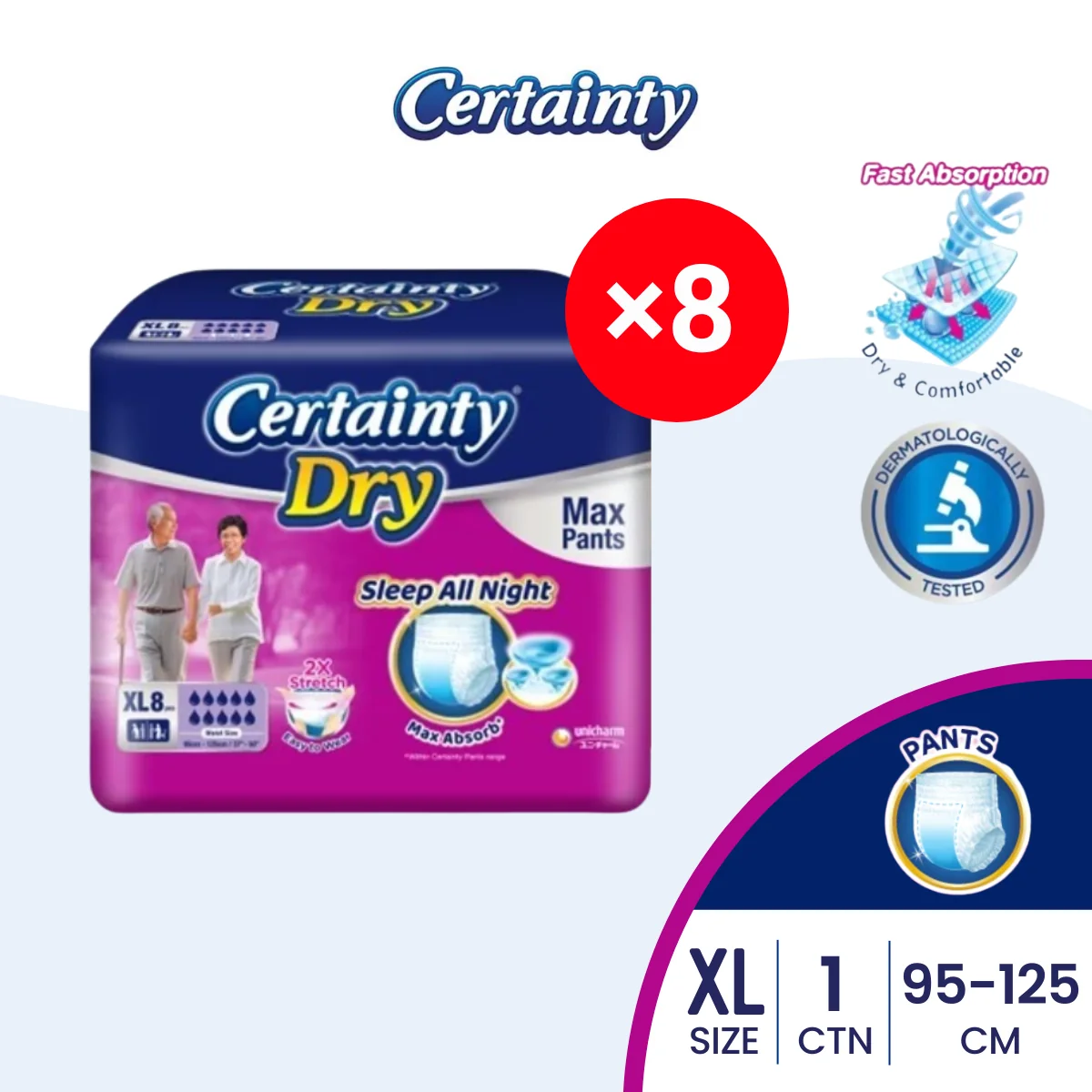 CERTAINTY MAX PANTS REGULAR PACK XL 8S X 8