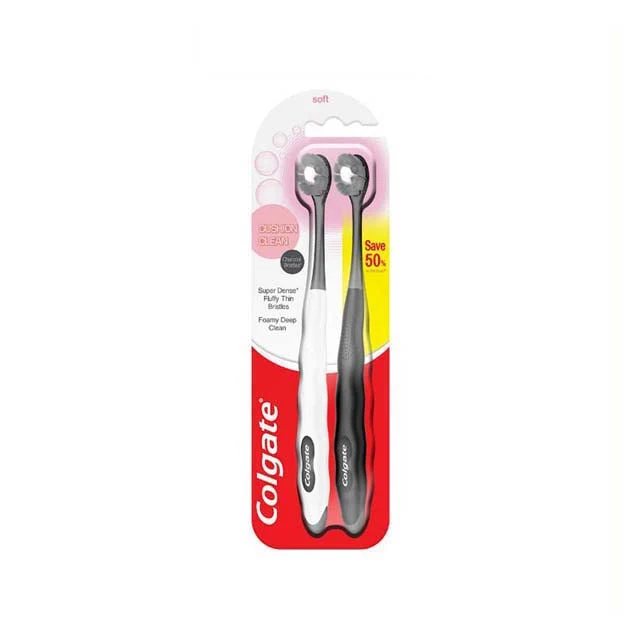 COLGATE TOOTHBRUSH CUSHION CLEAN CHARCOAL 2S