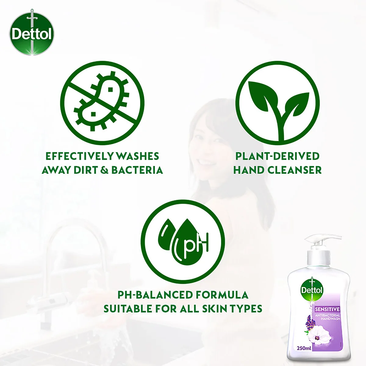 DETTOL ANTIBACTERIAL HAND WASH LIQUID SENSITIVE 250ML 3S - Image 4