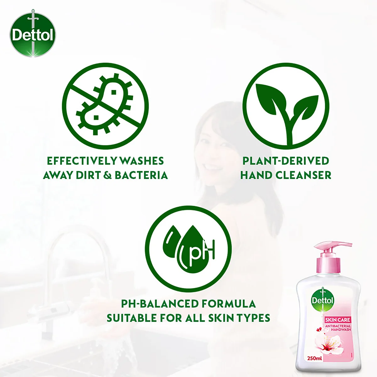 DETTOL ANTIBACTERIAL HAND WASH LIQUID SKINCARE 250ML 3S - Image 4