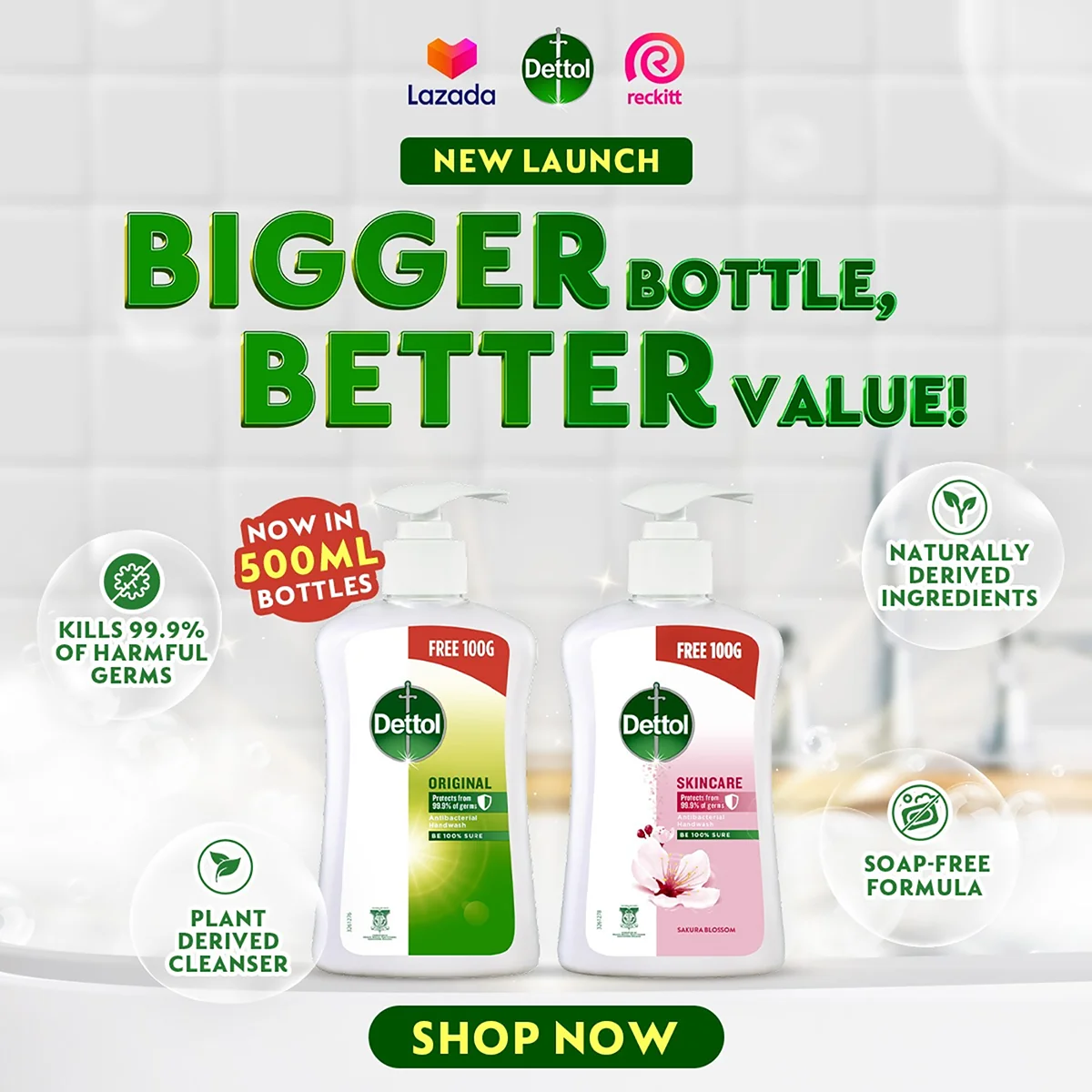 DETTOL ANTIBACTERIAL HAND WASH LIQUID SKINCARE 400G+100G - Image 6