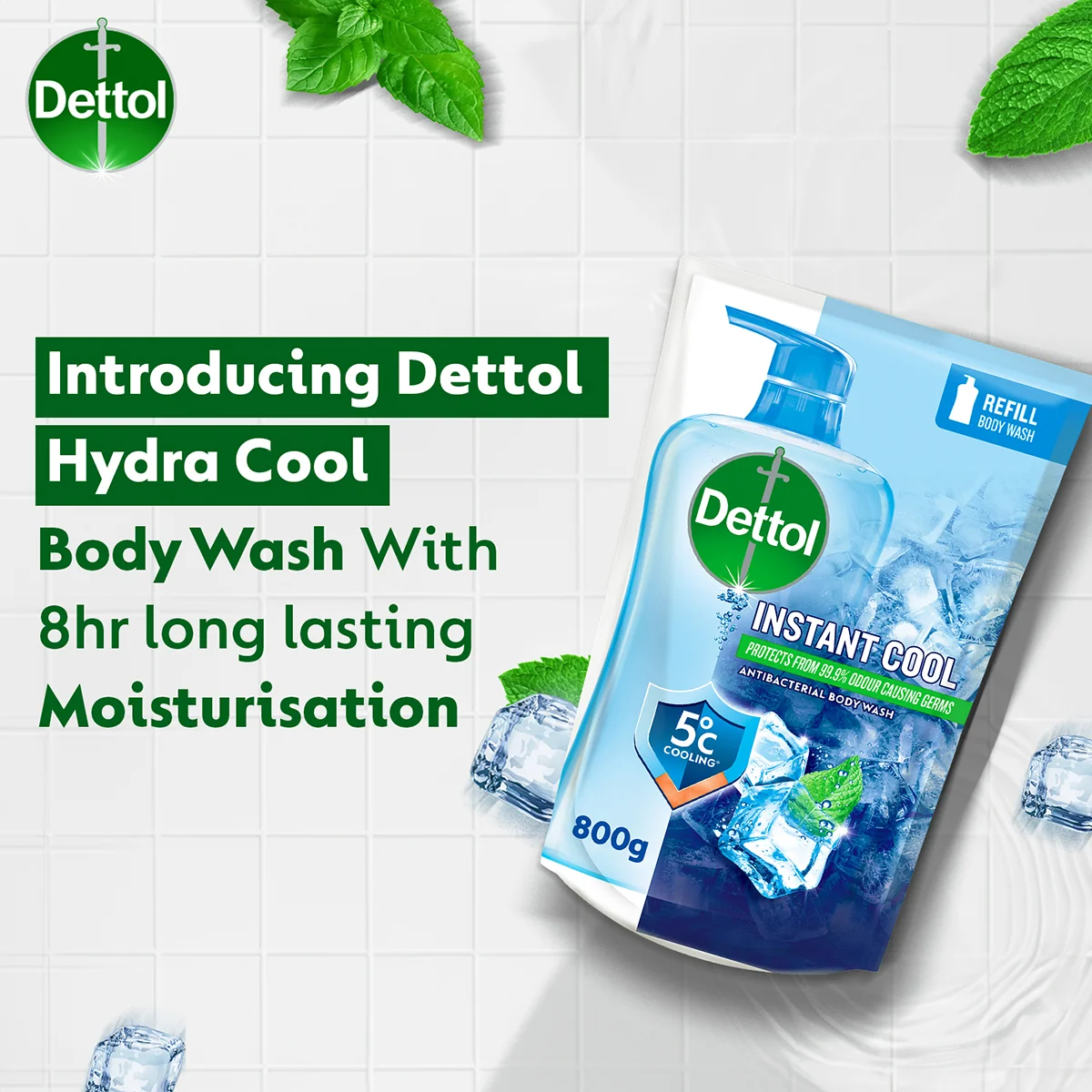 DETTOL SHOWER GEL COOL (VALUE REFILL) 800G - Image 3