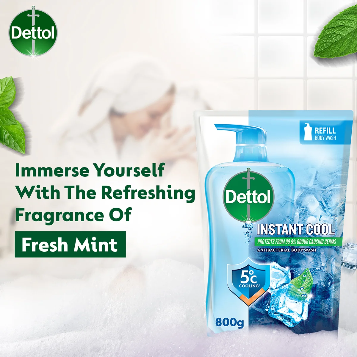 DETTOL SHOWER GEL COOL (VALUE REFILL) 800G - Image 5