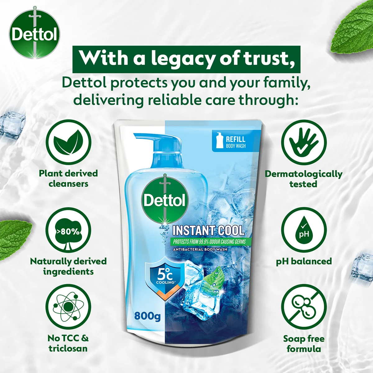 DETTOL SHOWER GEL COOL (VALUE REFILL) 800G - Image 7