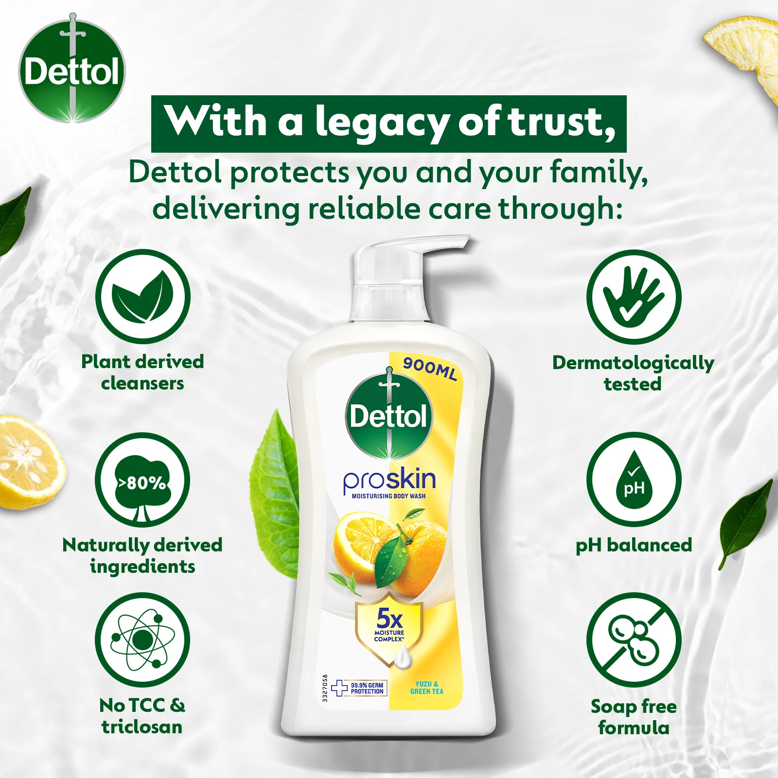 DETTOL SHOWER GEL GREEN TEA & BERGAMOT 800G - Image 7