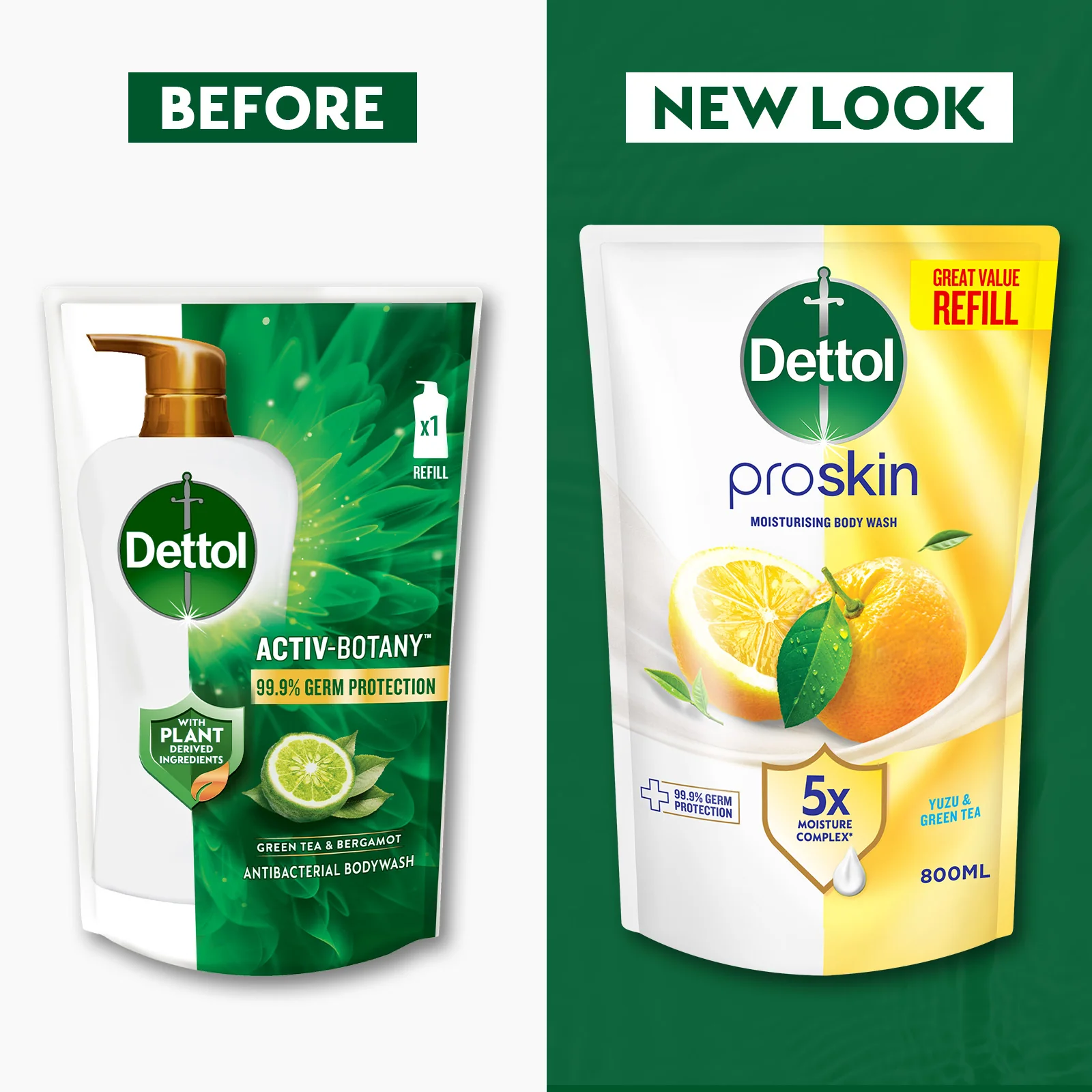 DETTOL SHOWER GEL GREEN TEA & BERGAMOT (VALUE REFILL) 720G - Image 3