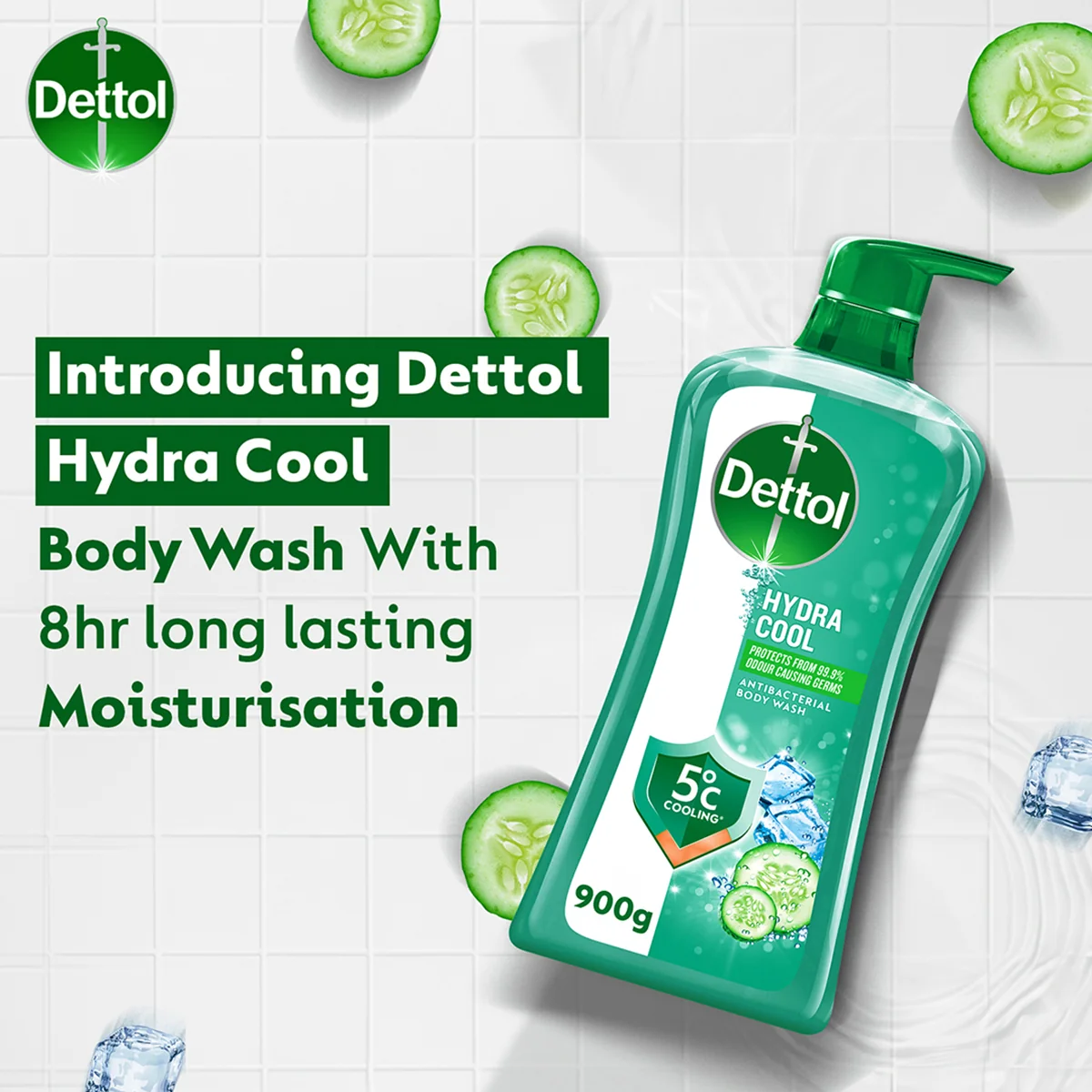 DETTOL SHOWER GEL HYDRA COOL MENTHOL CUCUMBER 950G - Image 3