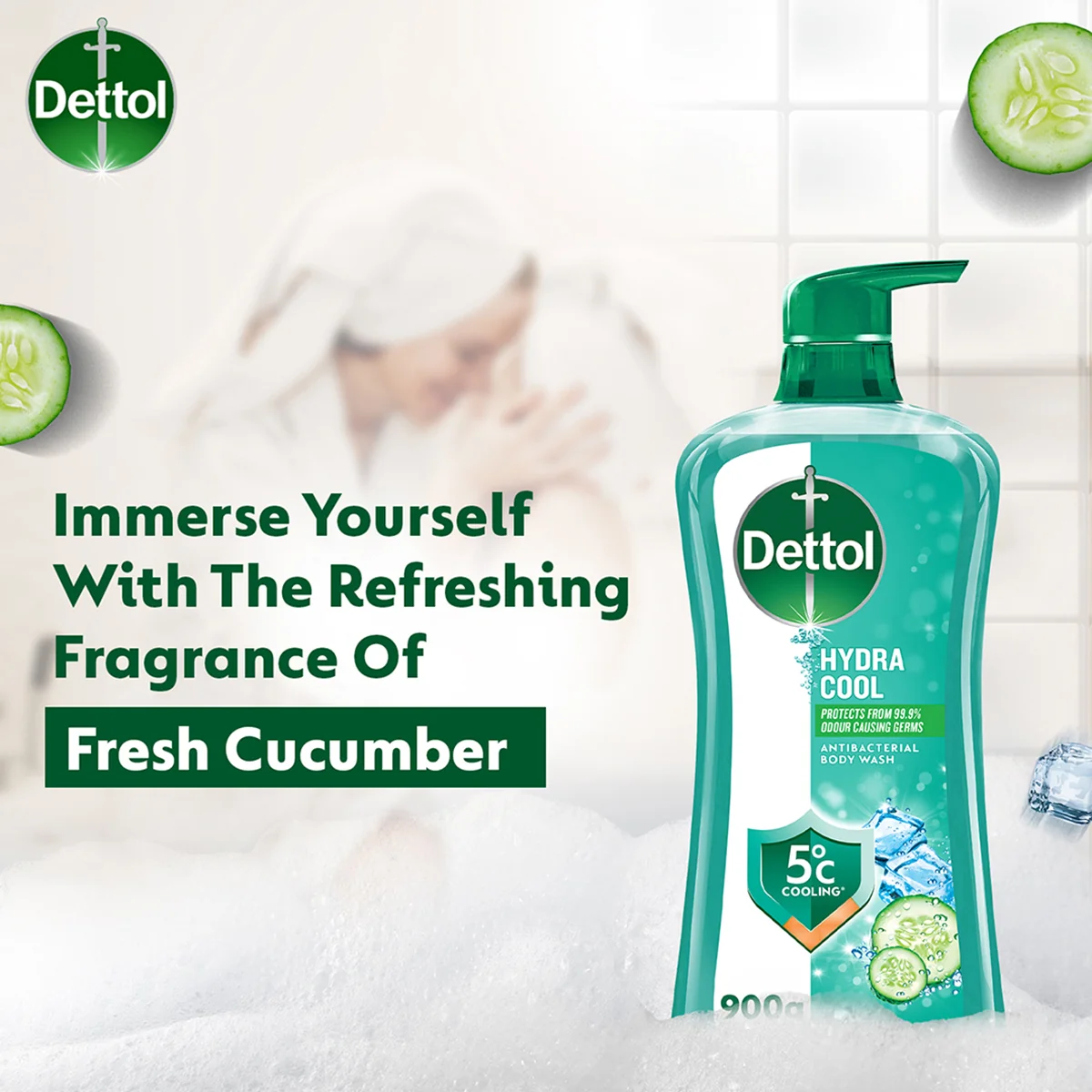 DETTOL SHOWER GEL HYDRA COOL MENTHOL CUCUMBER 950G - Image 5