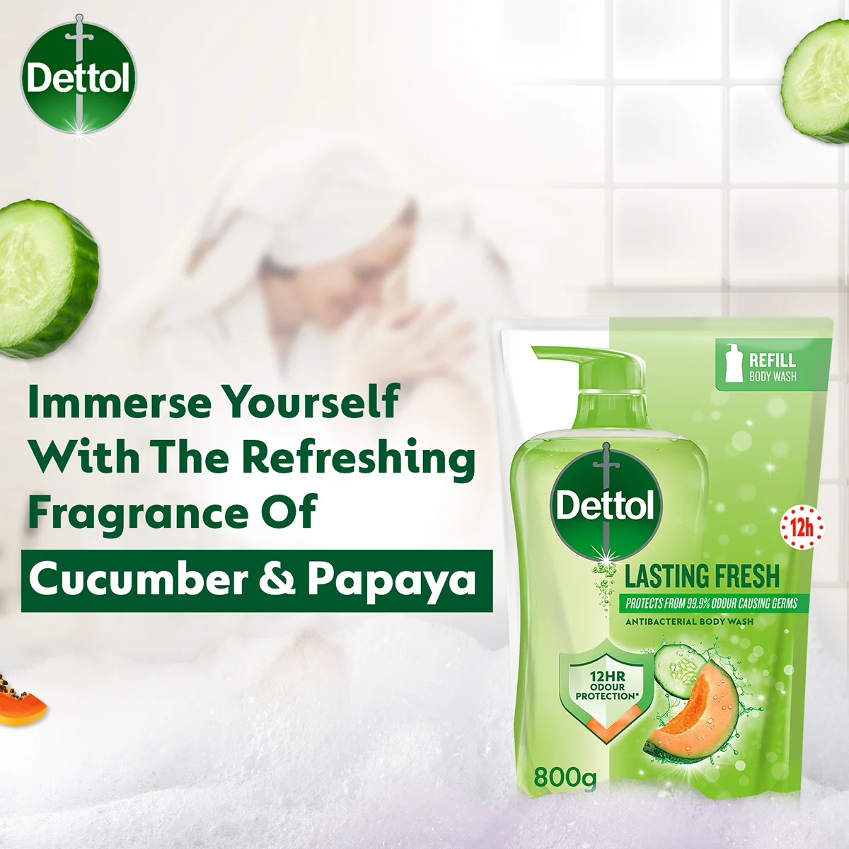 DETTOL SHOWER GEL LASTING FRESH (VALUE REFILL) 800G - Image 5