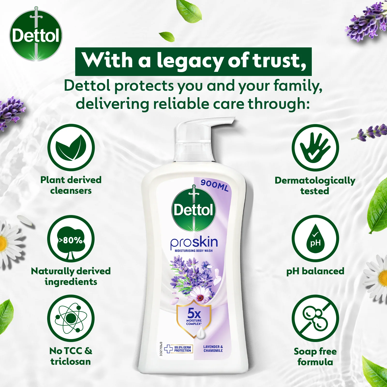 DETTOL SHOWER GEL LAVENDER & CHAMOMILE 800G - Image 7