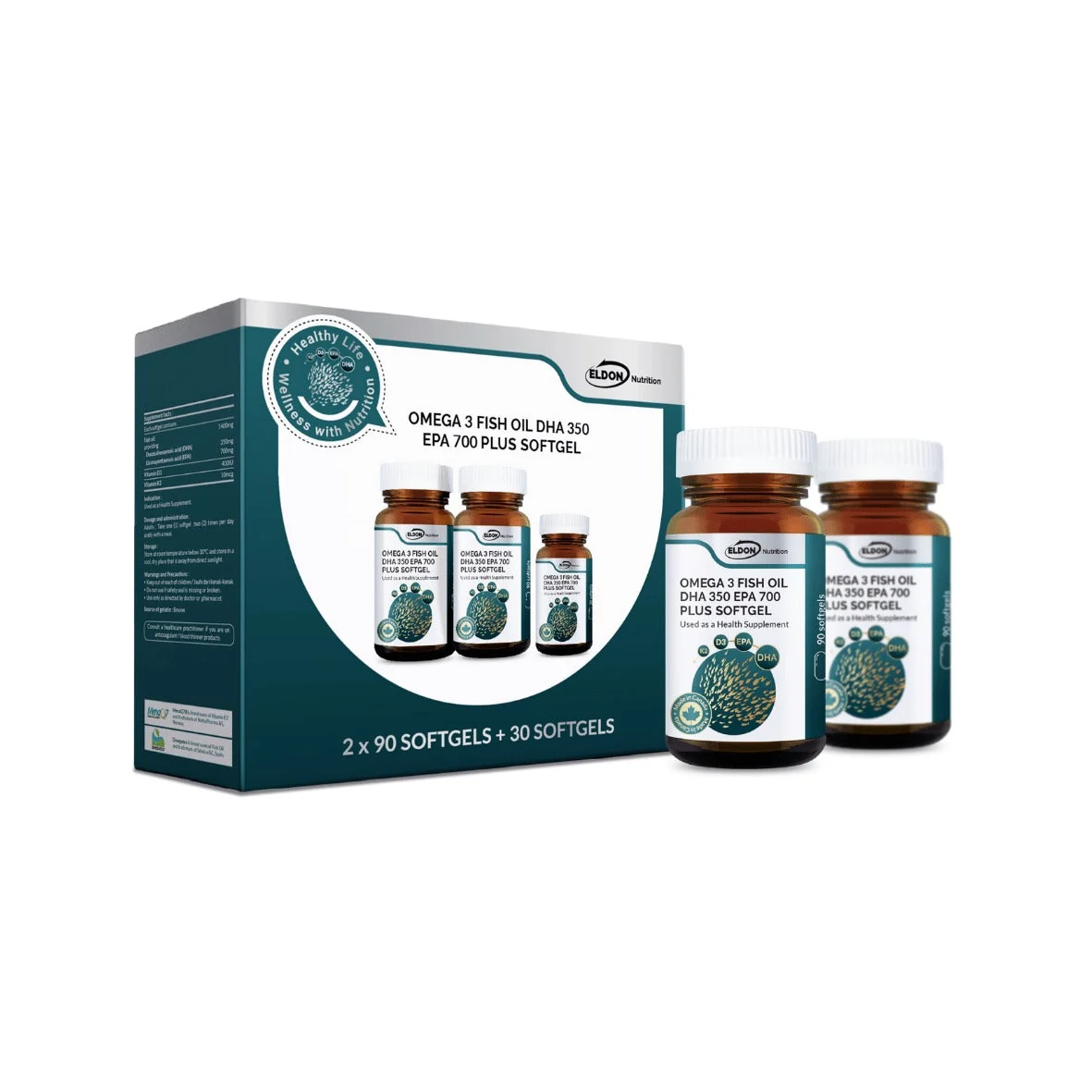 ELDON NUTRITION OMEGA 3 FISH OIL DHA 350 EPA 700 PLUS 2X90S+30S