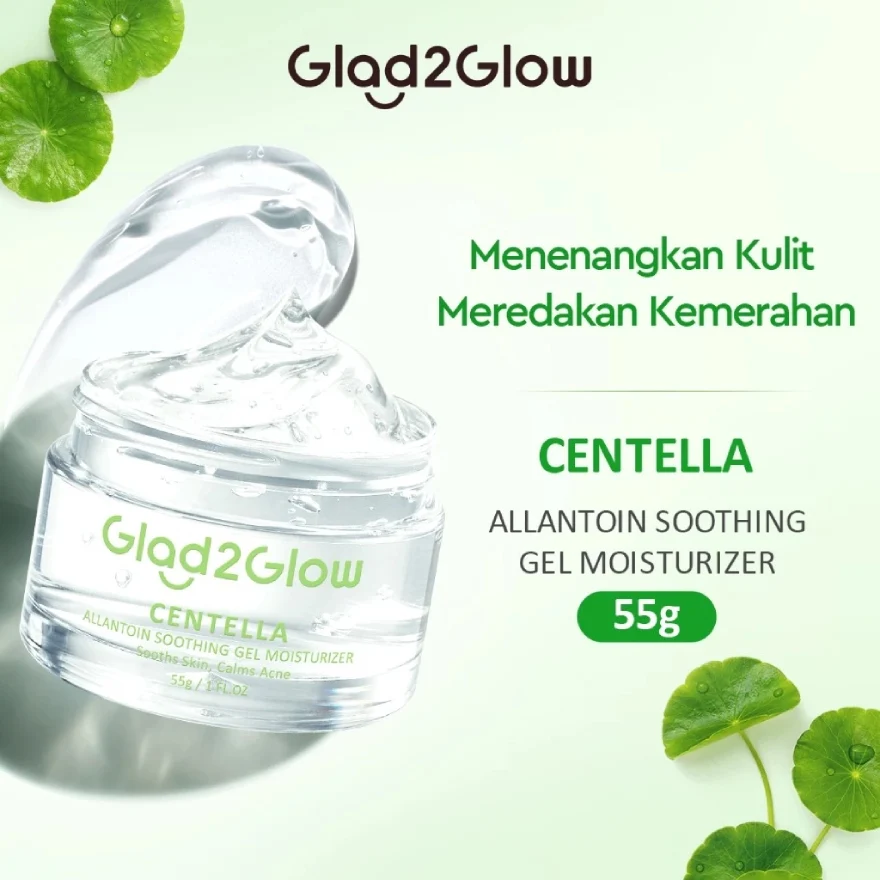GLAD2GLOW CENTELLA ALLANTOIN SOOTHING GEL MOISTURIZER 55G - Image 2