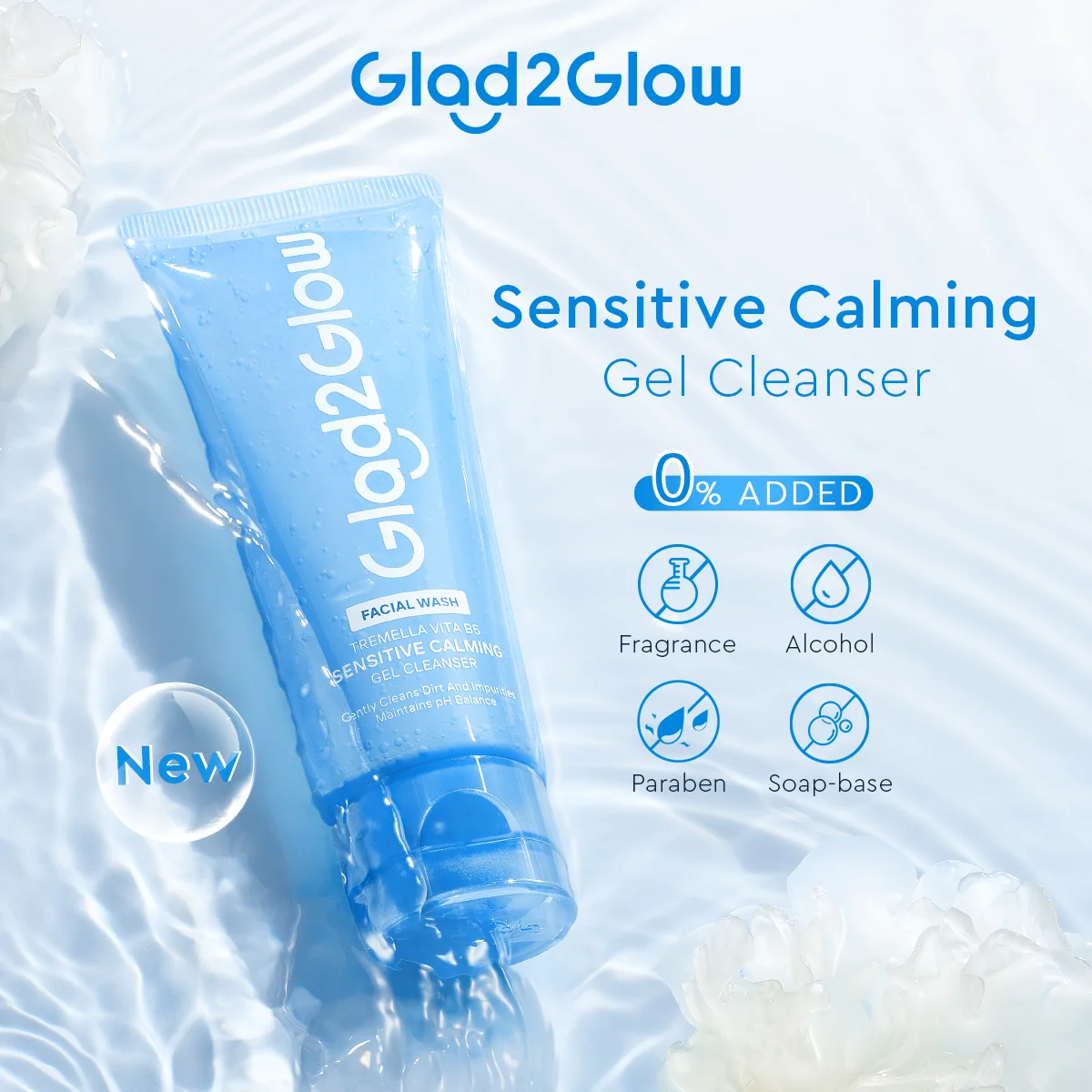 GLAD2GLOW TREMELLA VITA B5 SENSITIVE CALMING GEL CLEANSER 70ML - Image 2