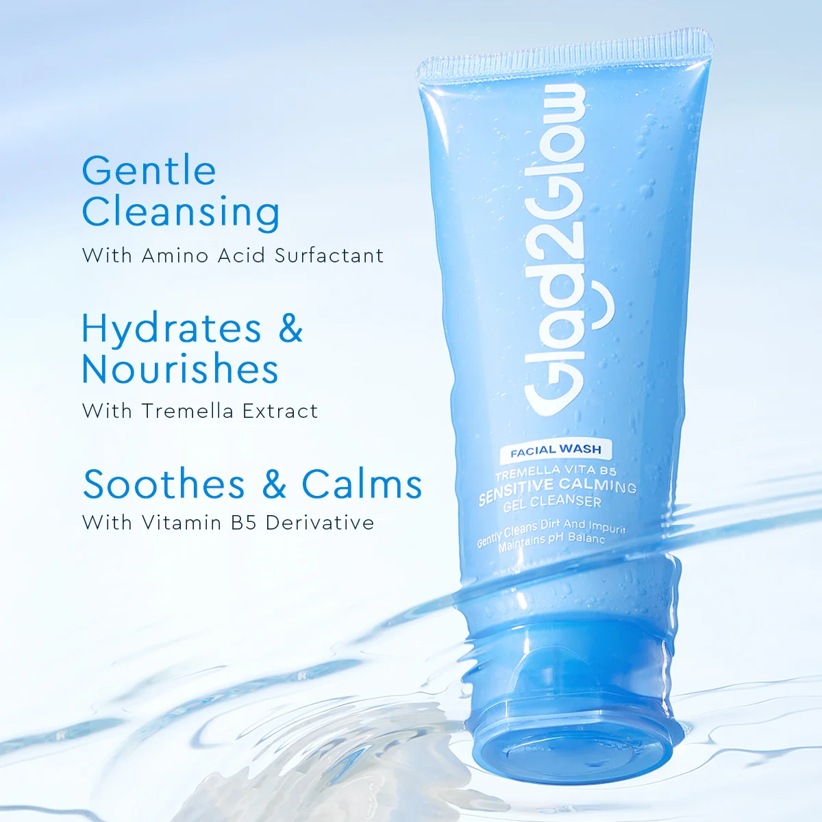 GLAD2GLOW TREMELLA VITA B5 SENSITIVE CALMING GEL CLEANSER 70ML - Image 3