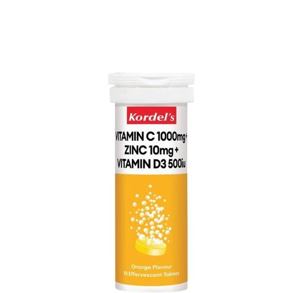 KORDEL'S VIT C 1000MG+ZINC 10MG+ VIT D3 500IU EFFERVESCENT 10S