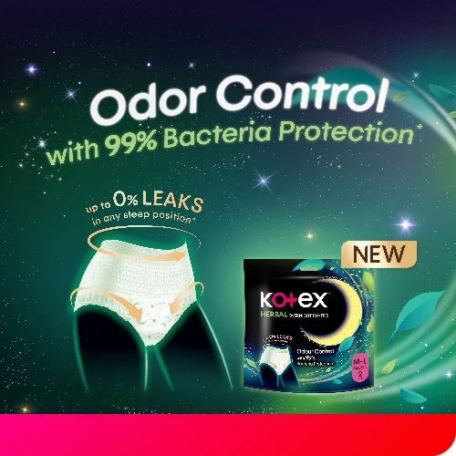 KOTEX OVERNIGHT PANTIES HERBAL L/XL 5S - Image 8