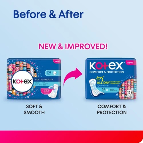 KOTEX SOFT & SMOOTH MAXI DAY 5 IN 1 PROTECTION 24CM WING 16SX3 - Image 3