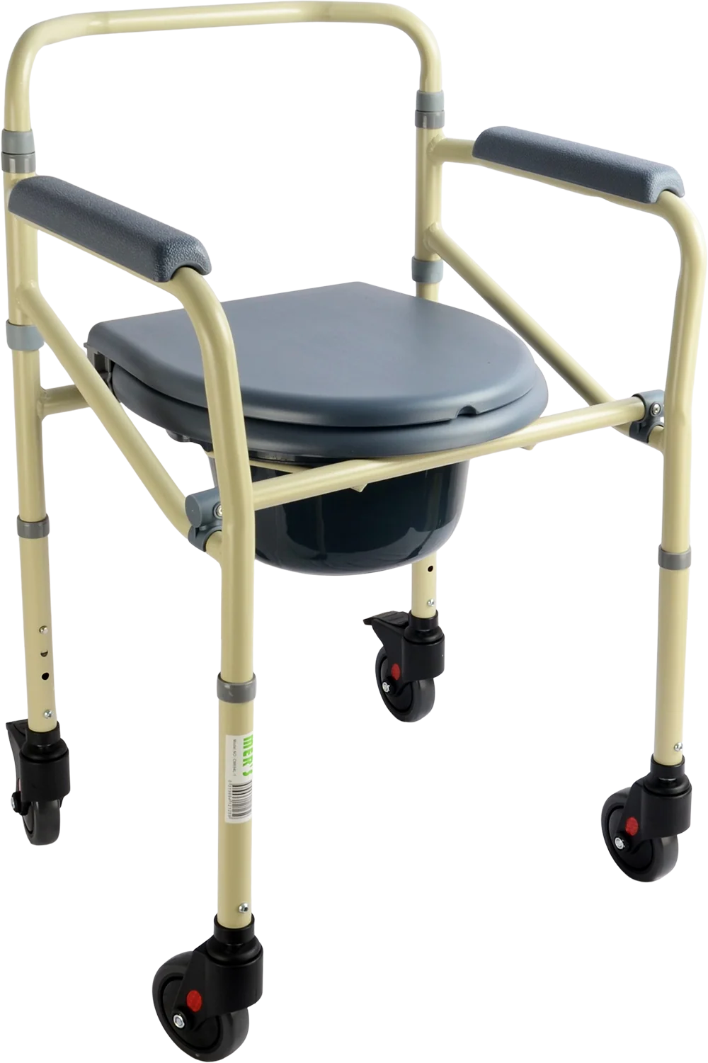 MERS ALUMINIUM WHEELED COMMODE WITH BUCKET CM694L-1