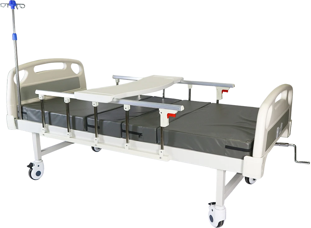 MERS PREMIUM SINGLE FOLD HOSPITAL BED WITH PORTABLE TABLE & MATTRESS B1000-P1