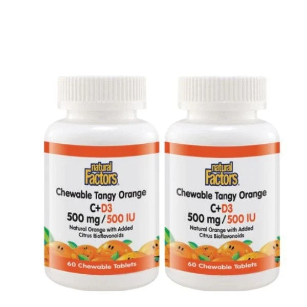 NATURAL FACTORS CHEWABLE TANGY C+D3 2X60S