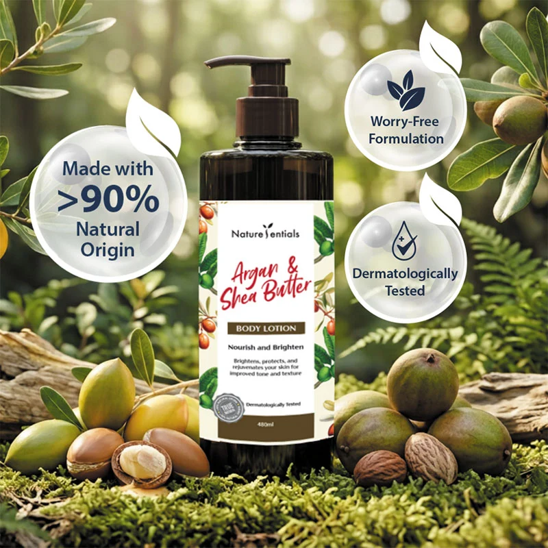 NATURESENTIALS ARGAN & SHEA BUTTER BODY LOTION 480ML - Image 2