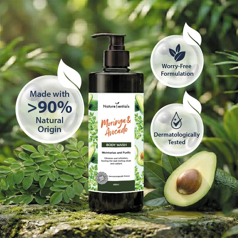 NATURESENTIALS BODY WASH MORINGA & AVOCADO 480ML - Image 2