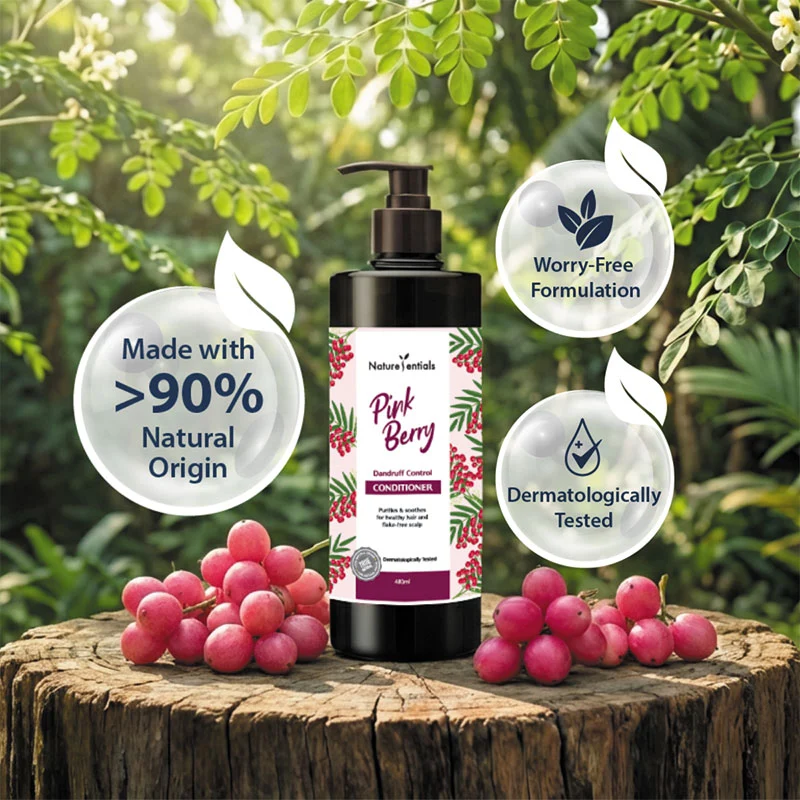 NATURESENTIALS DANDRUFF CONTROL CONDITIONER PINK BERRY 480ML - Image 2