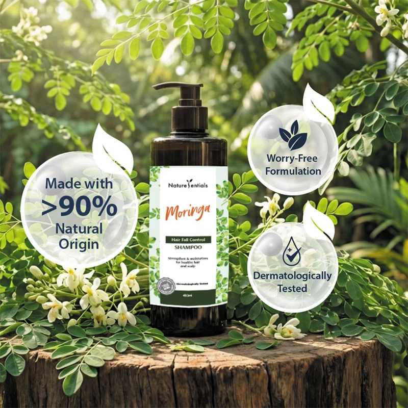 NATURESENTIALS HAIR FALL CONTROL SHAMPOO MORINGA 480ML - Image 2