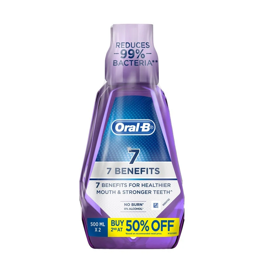 ORAL B 7 BENEFITS MOUTHWASH 500ML 2S