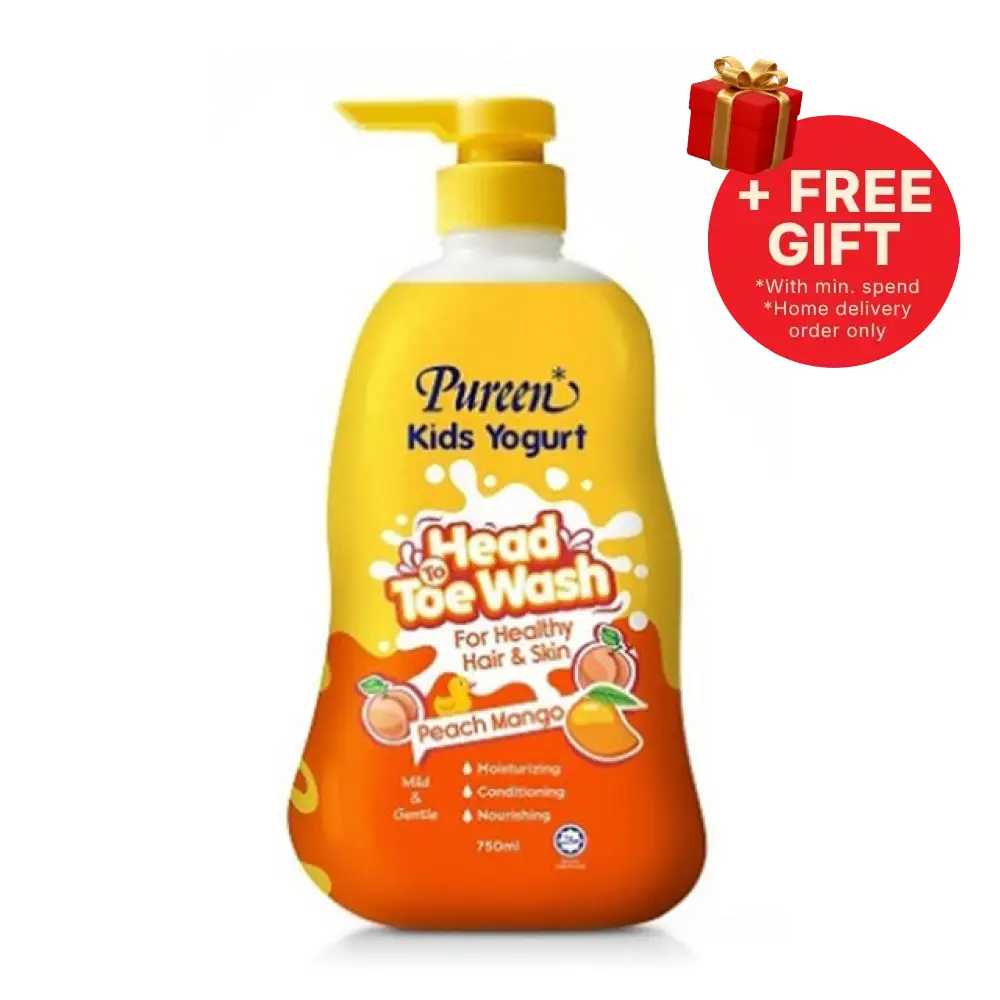 PUREEN KIDS YOGURT HEAD TO TOE WASH PEACH MANGO 750ML