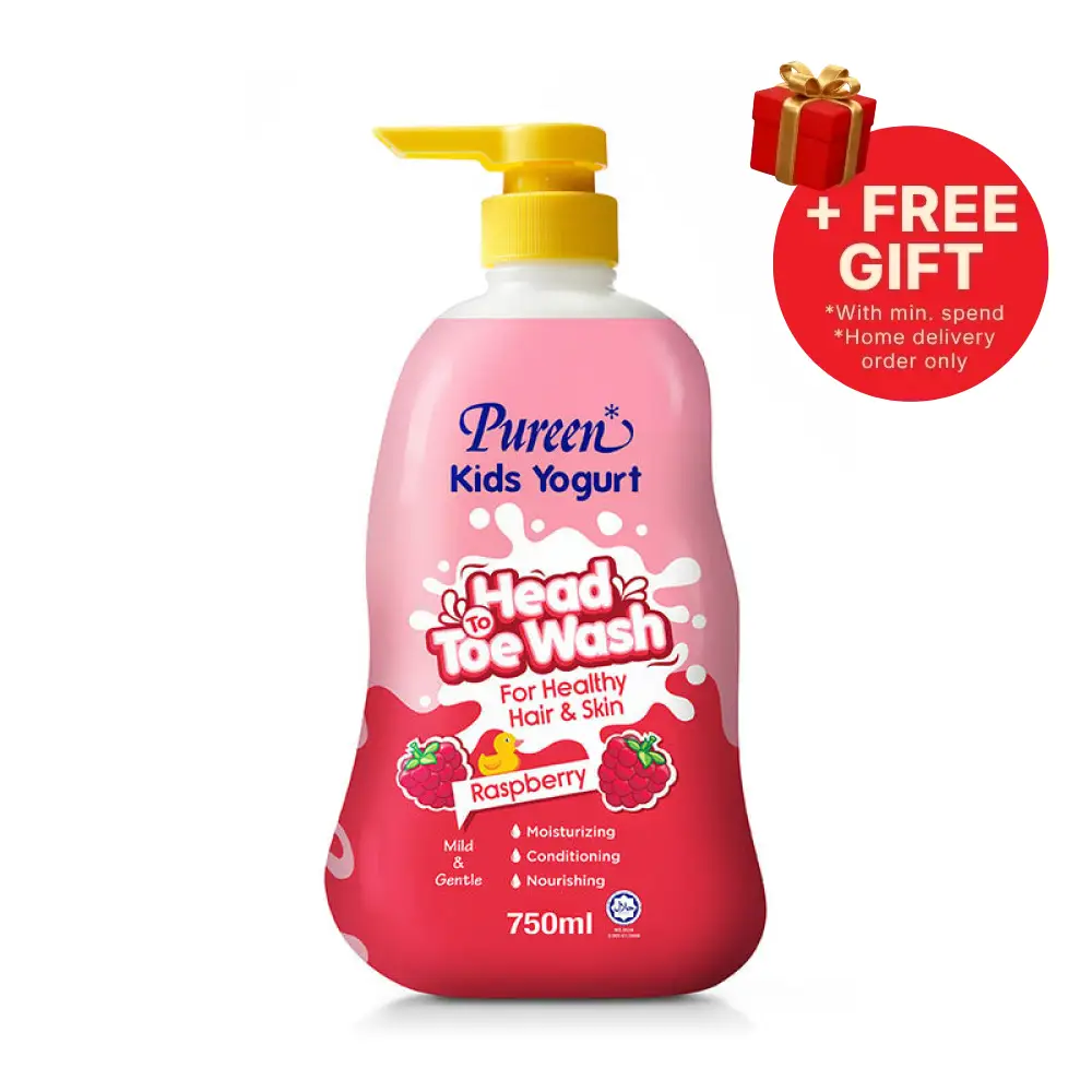 PUREEN KIDS YOGURT HEAD TO TOE WASH RASPBERRY 750ML