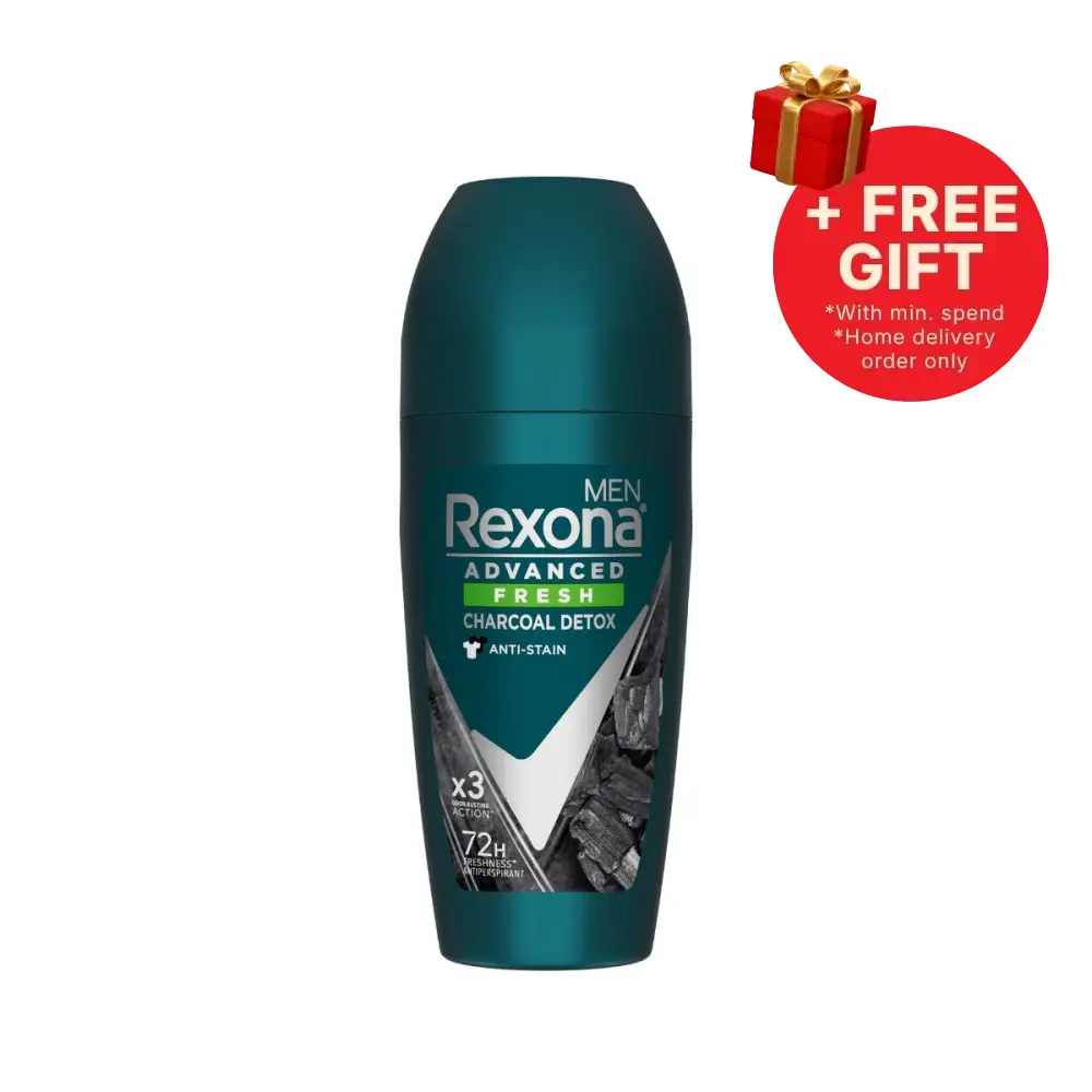 REXONA MEN DEODORANT ROLL ON ADVANCED FRESH CHARCOAL DETOX 45ML