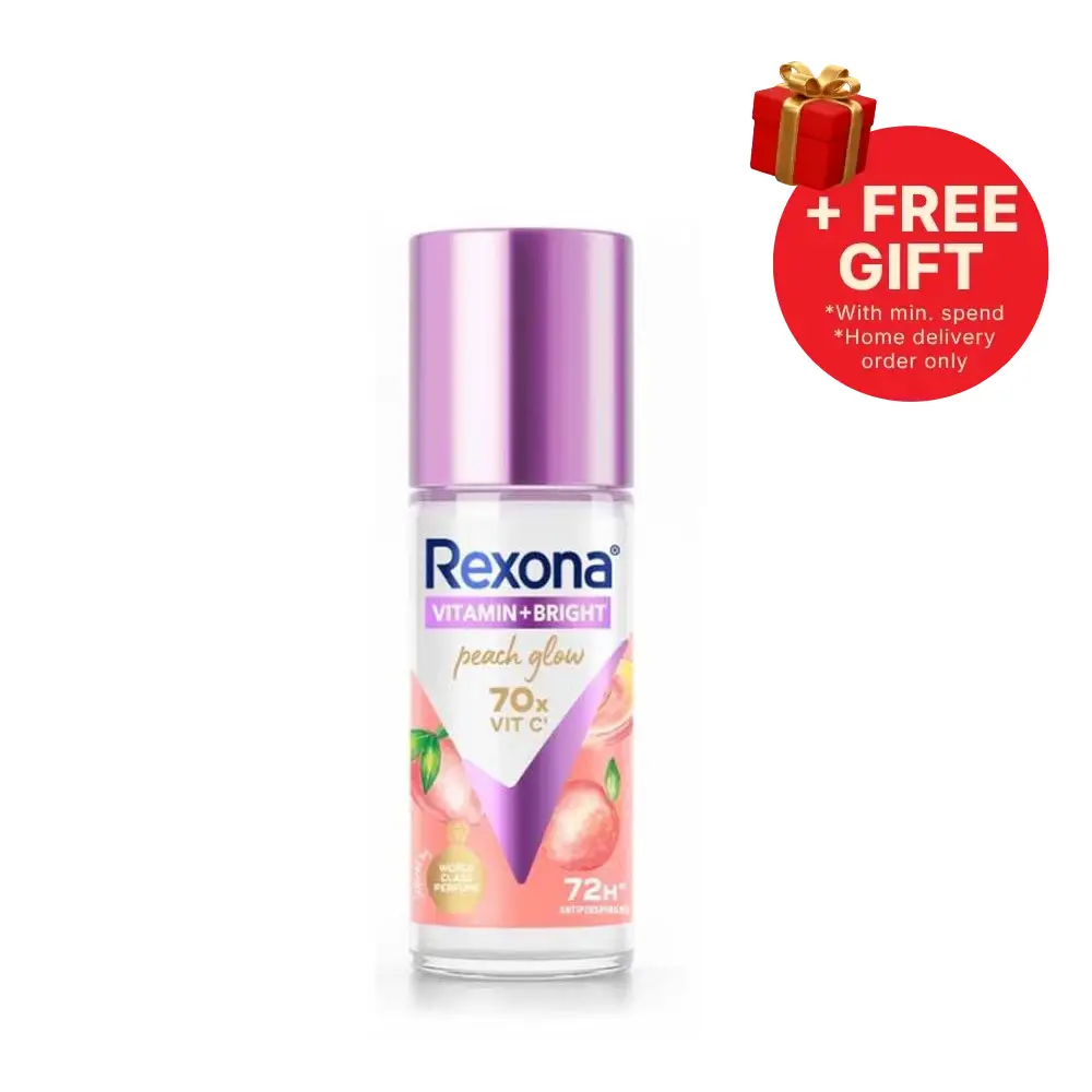 REXONA WOMEN DEODORANT ROLL ON VITAMIN + BRIGHT PEACH GLOW 45ML