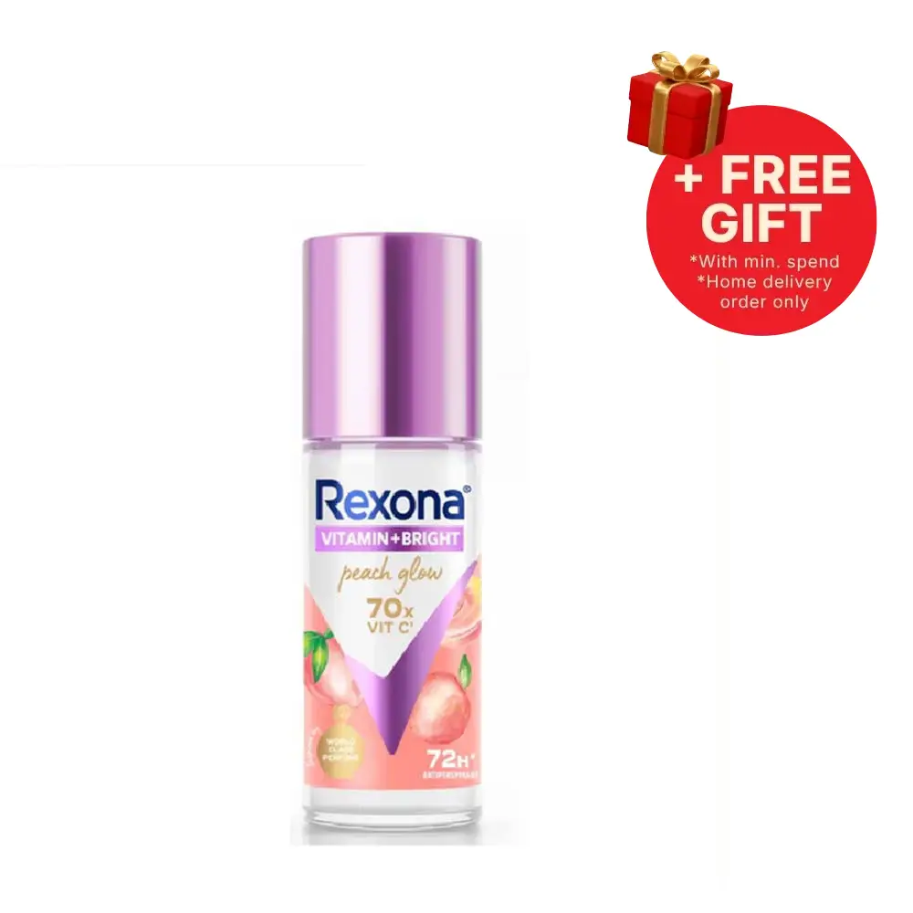 REXONA WOMEN DEODORANT ROLL ON VITAMIN + BRIGHT PEACH GLOW 45ML 2S