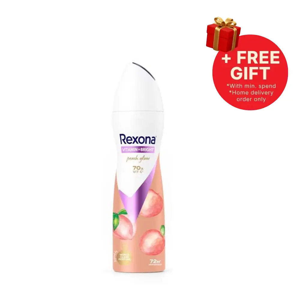 REXONA WOMEN DEODORANT SPRAY VITAMIN + BRIGHT PEACH GLOW 135ML