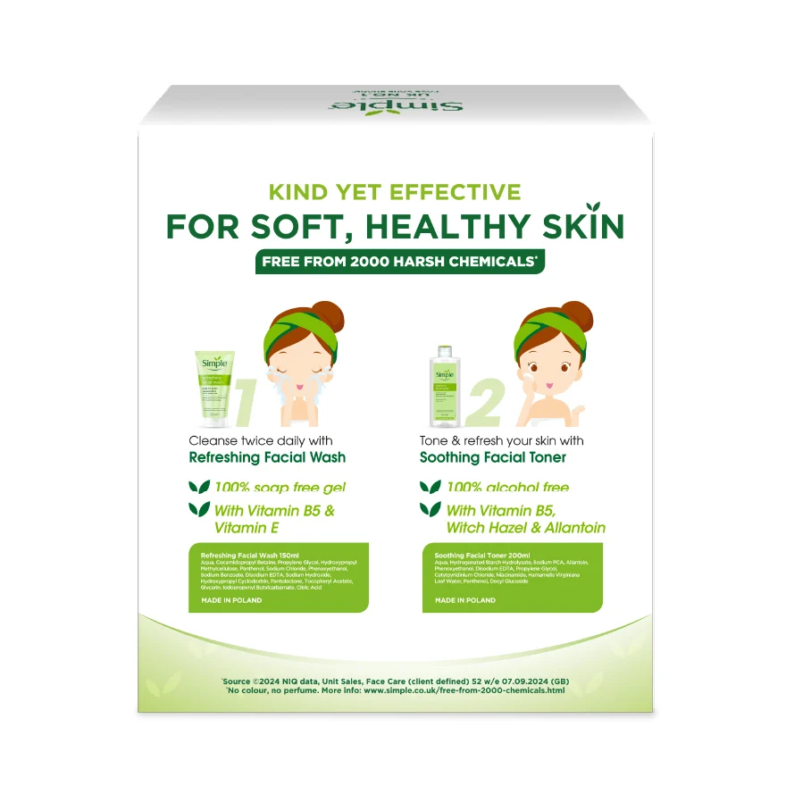 SIMPLE REFRESHING FACE WASH + SOOTHING FACIAL TONER VALUE PACK - Image 3