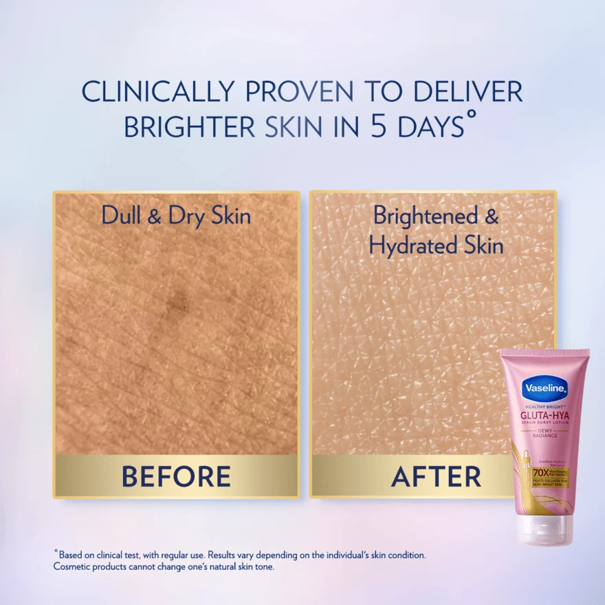 VASELINE HEALTHY BRIGHT GLUTA-HYA DEWY RADIANCE SERUM B/LOTION 300ML - Image 7