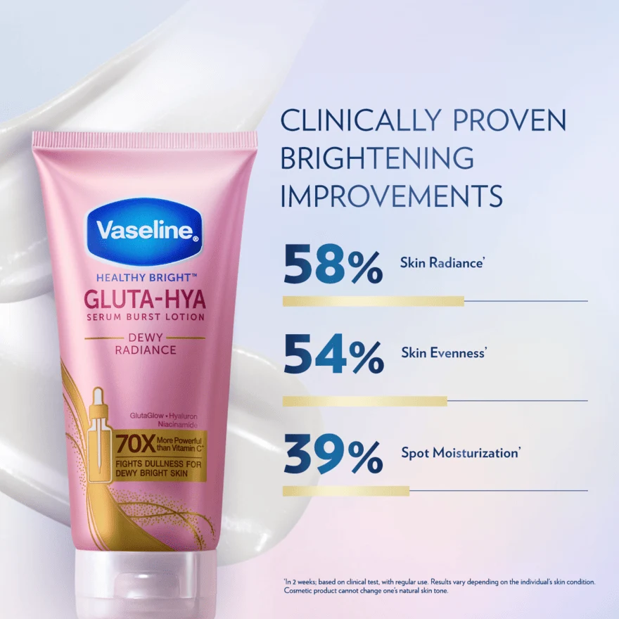 VASELINE HEALTHY BRIGHT GLUTA-HYA DEWY RADIANCE SERUM B/LOTION 300ML - Image 8