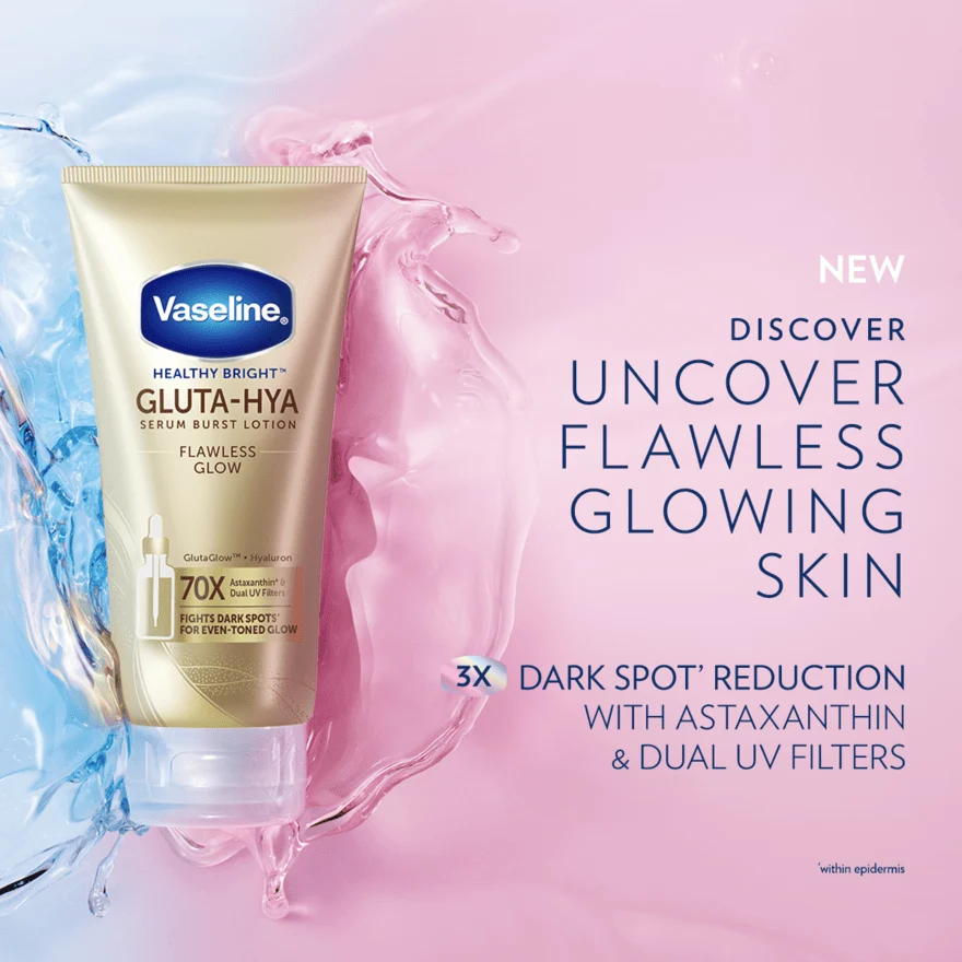 VASELINE HEALTHY BRIGHT GLUTA-HYA FLAWLESS BRIGHT SERUM B/LOTION 300ML - Image 3