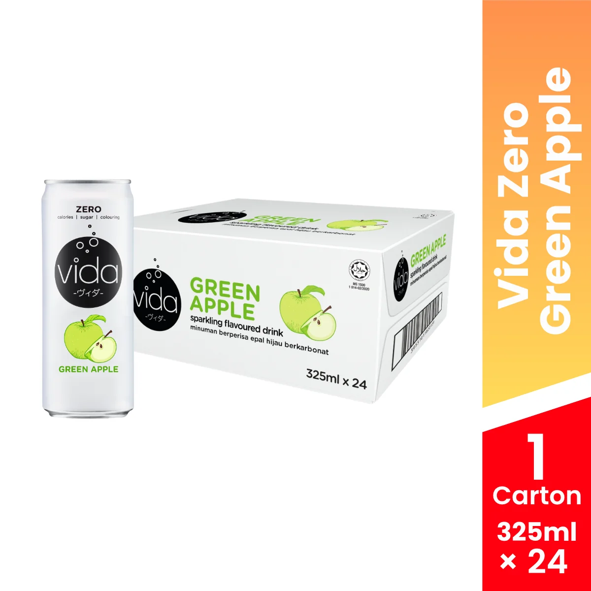 VIDA ZERO GREEN APPLE 325ML x 24